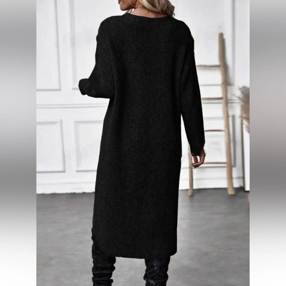 Luxe black wrap hem sweater